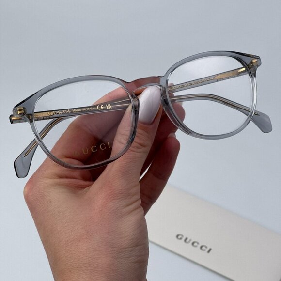 Gucci GG0551O 013 BRAND NEW Eyeglasses Transparent Light Blue Oval Unisex - Picture 1 of 10